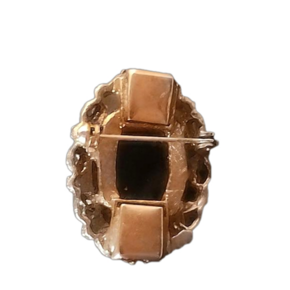 Vintage Gold Tone Hematite Cameo Brooch - Picture 3 of 3